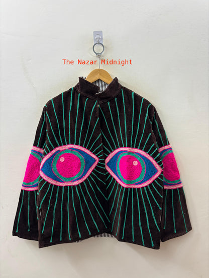 The Nazar — Evil Eye Embroidered Velvet Jackets - The Nazar Midnight - Zoshak