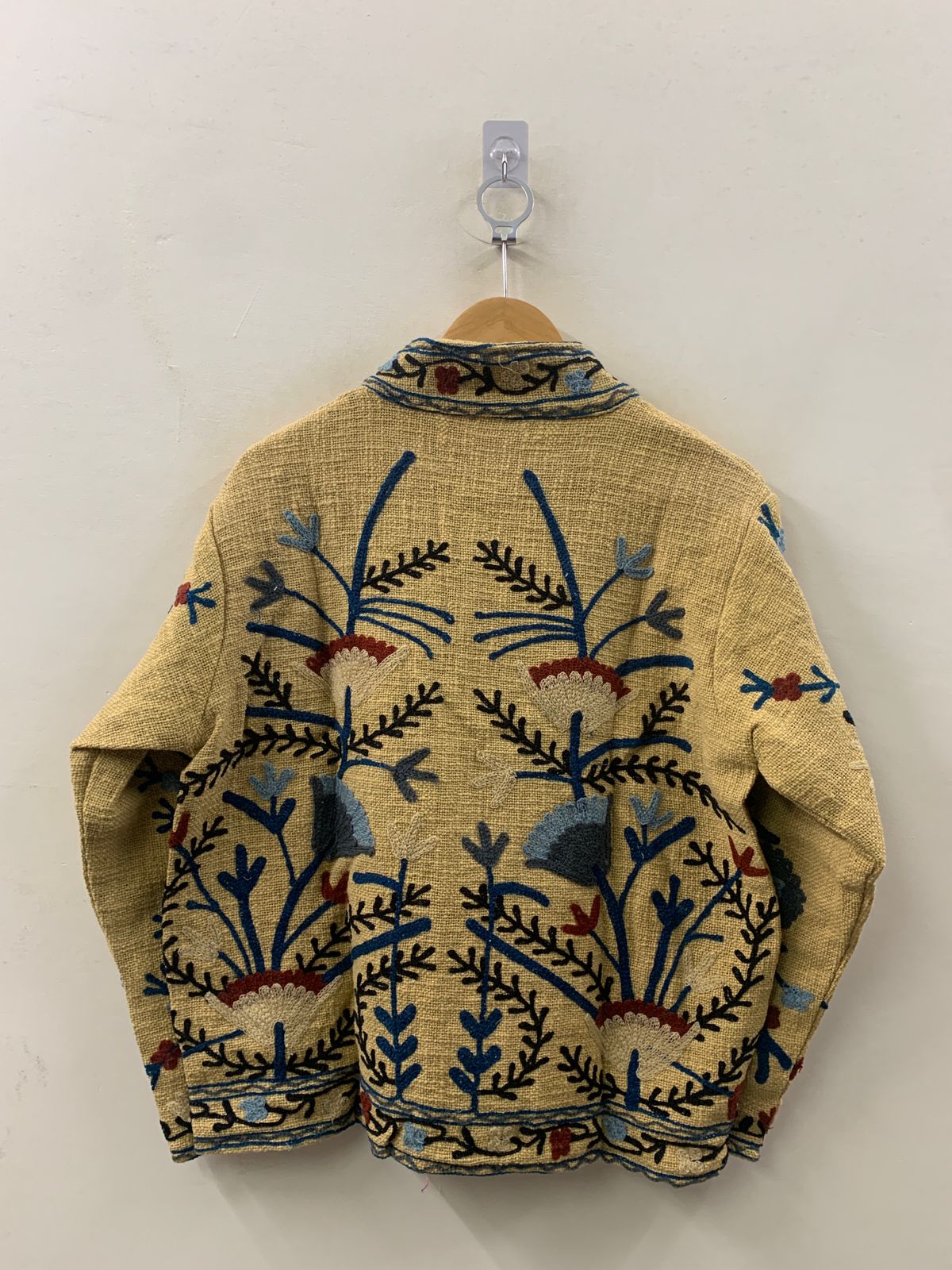 The Saffron Garden — Chainstitch Cotton Jacket — Dusty Mustard & Indigo - Default Title - Zoshak Jacket