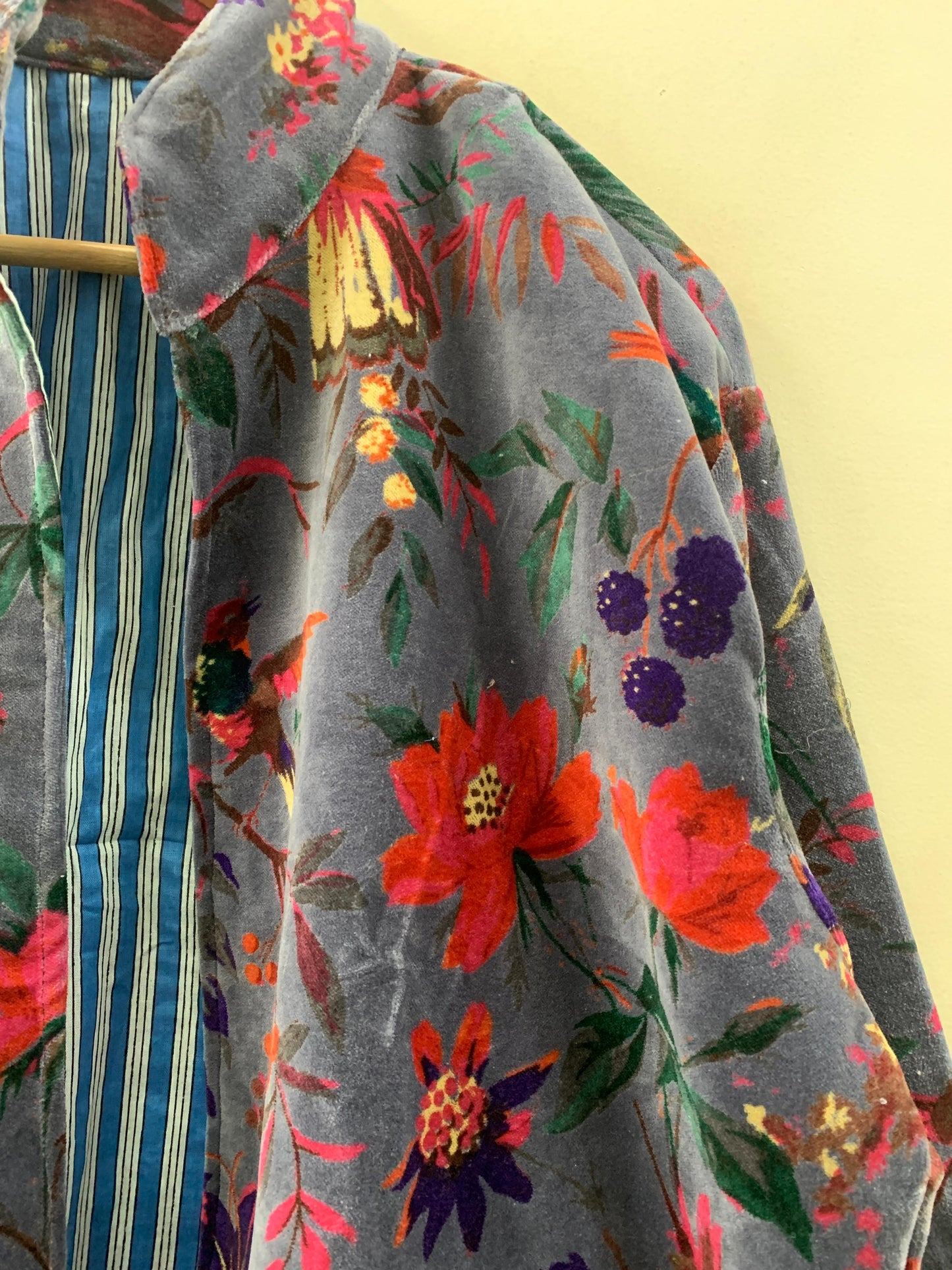 The Paradise Garden — Velvet Printed Jacket — Dusty Periwinkle & Crimson - Default Title - Zoshak Jacket
