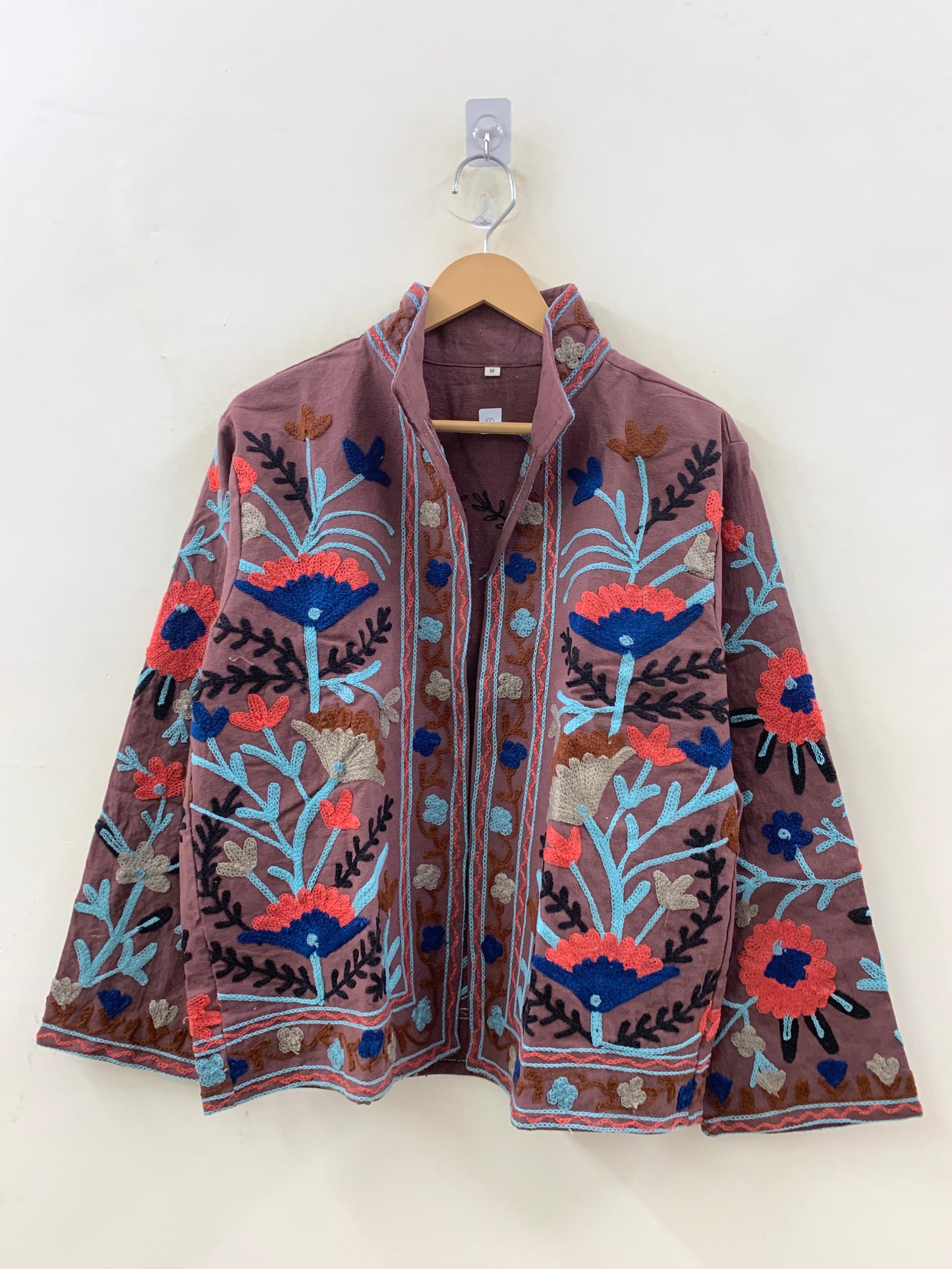 The Wildflower Dusk — Suzani-Inspired Hand-Embroidered Cotton Jacket — Mauve Brown - Default Title - Zoshak Jacket