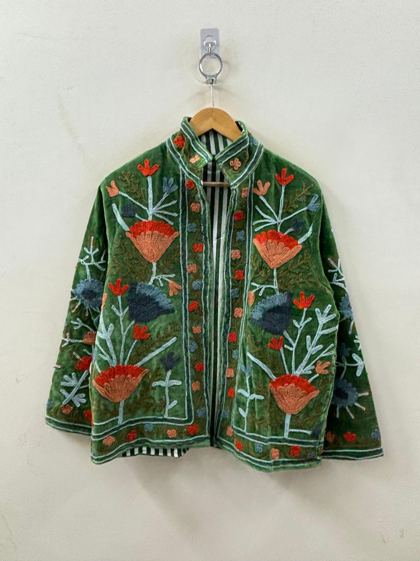 The Gulbadan Forest — Peach Edition · Hand Suzani Embroidered Velvet Jacket - Default Title - Zoshak