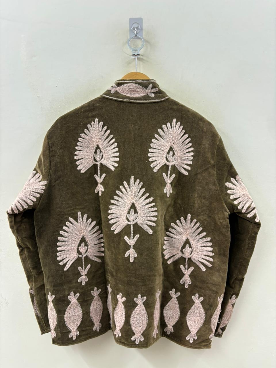 The Forest Bloom — Suzani Hand-Embroidered Velvet Jacket — Moss & Blush - Default Title - Zoshak Jacket