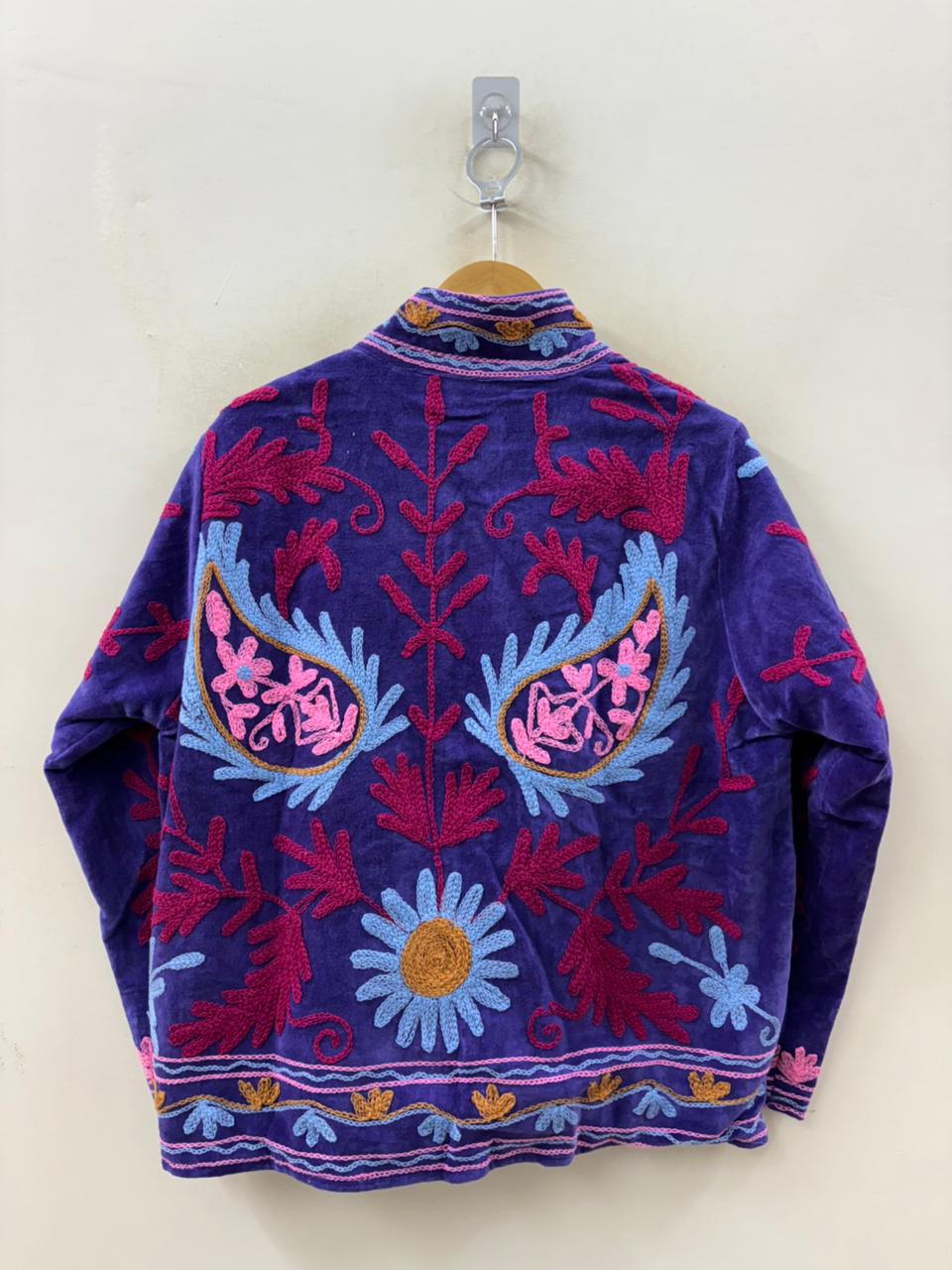 The Violet Garden — Suzani Hand-Embroidered Velvet Jacket — Royal Purple - Default Title - Zoshak Jacket