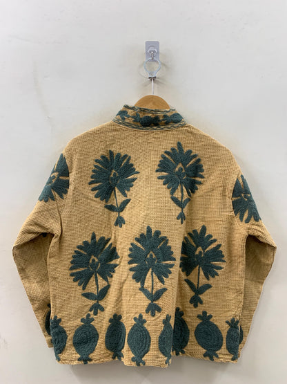 The Golden Suzani — Hand-Embroidered Waffle Cotton Jacket - Default Title - Zoshak