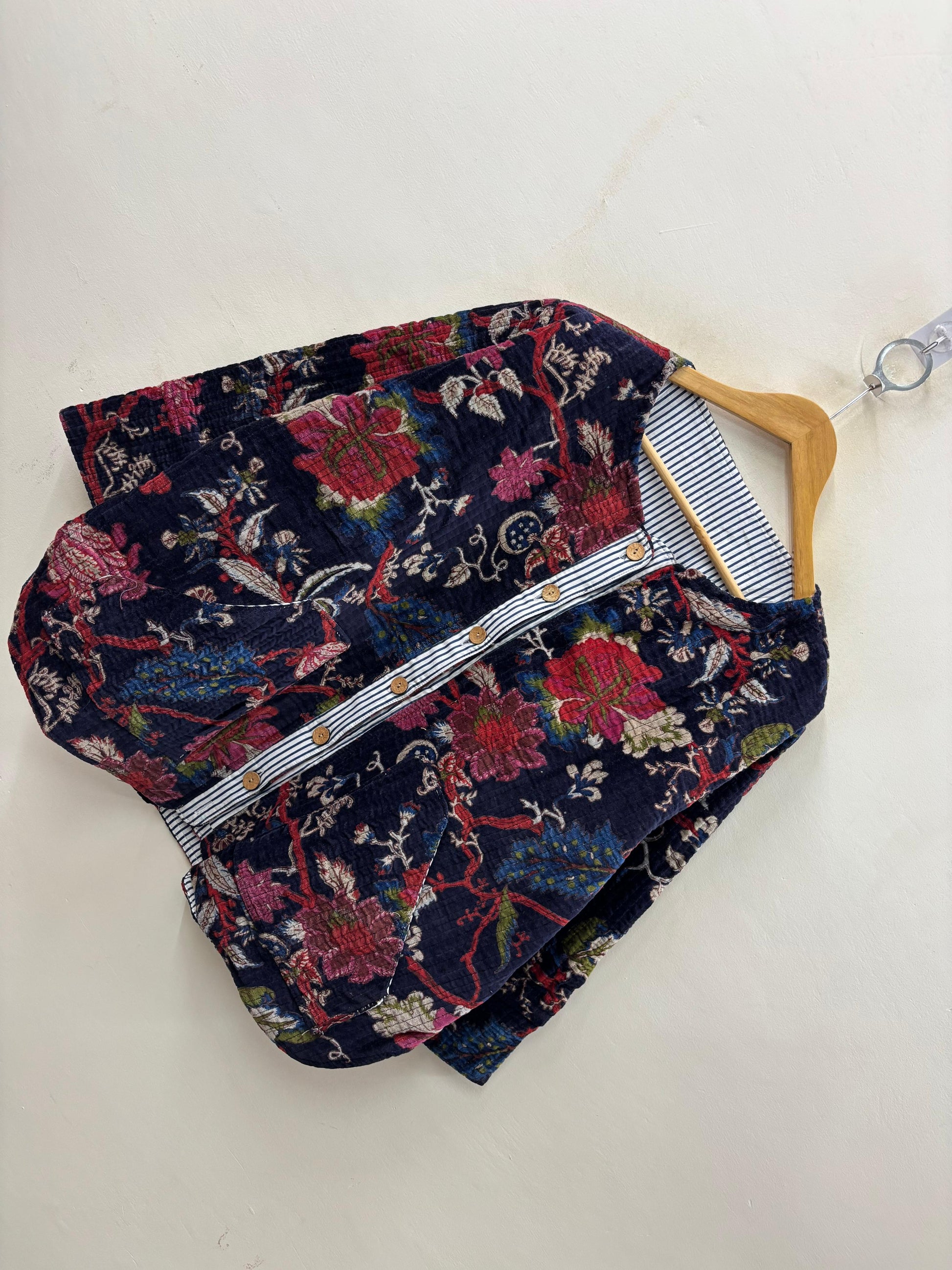 The Midnight Garden — Hand Block-Printed Quilted Cotton Jacket - Default Title - Zoshak