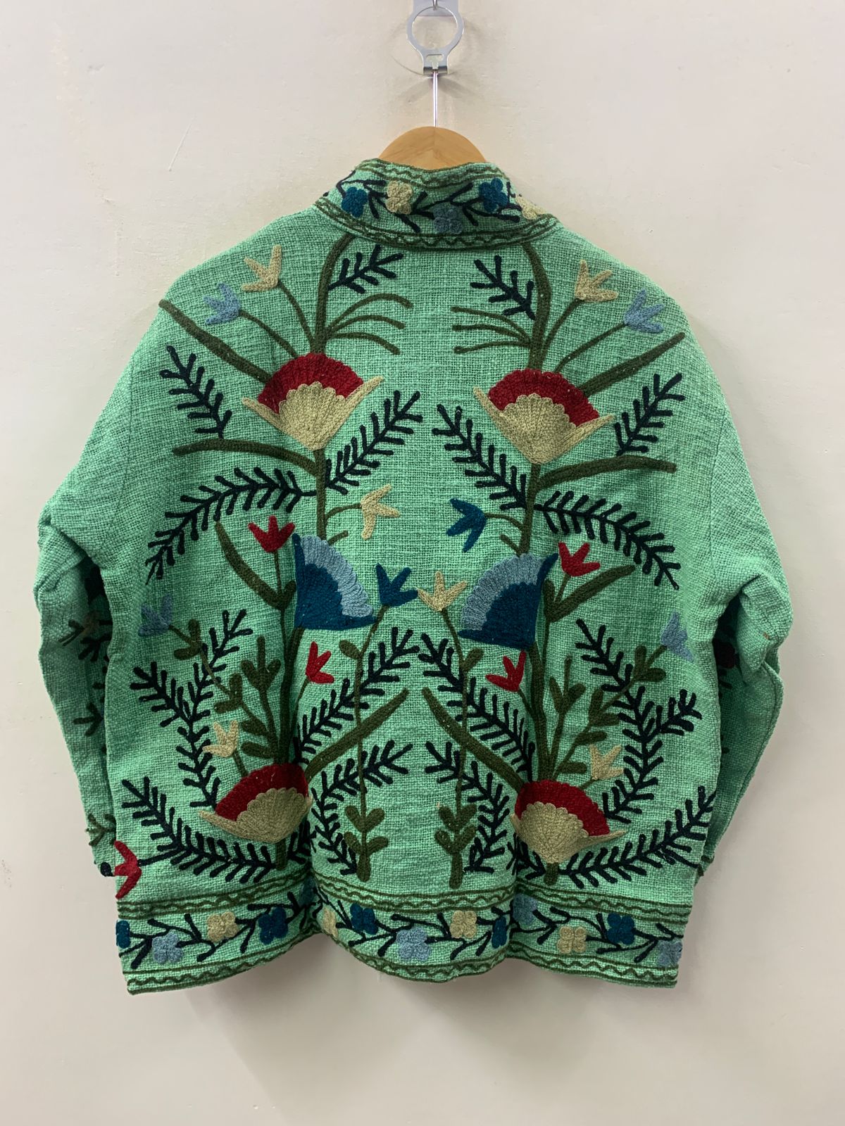 The Mint Garden — Crewel-Embroidered Cotton Jacket — Pistachio Green - Default Title - Zoshak Jacket