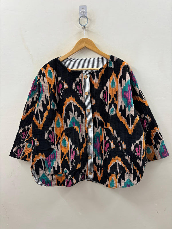 The Ikat Noir — Ikat-Printed Quilted Cotton Jacket - Default Title - Zoshak