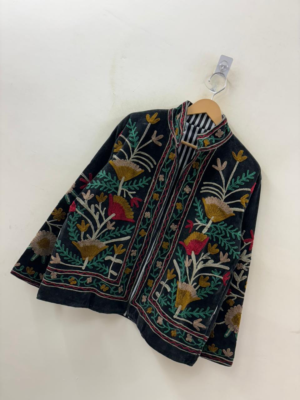 The Midnight Garden — Suzani Velvet Jacket — Charcoal Black - Default Title - Zoshak Jacket