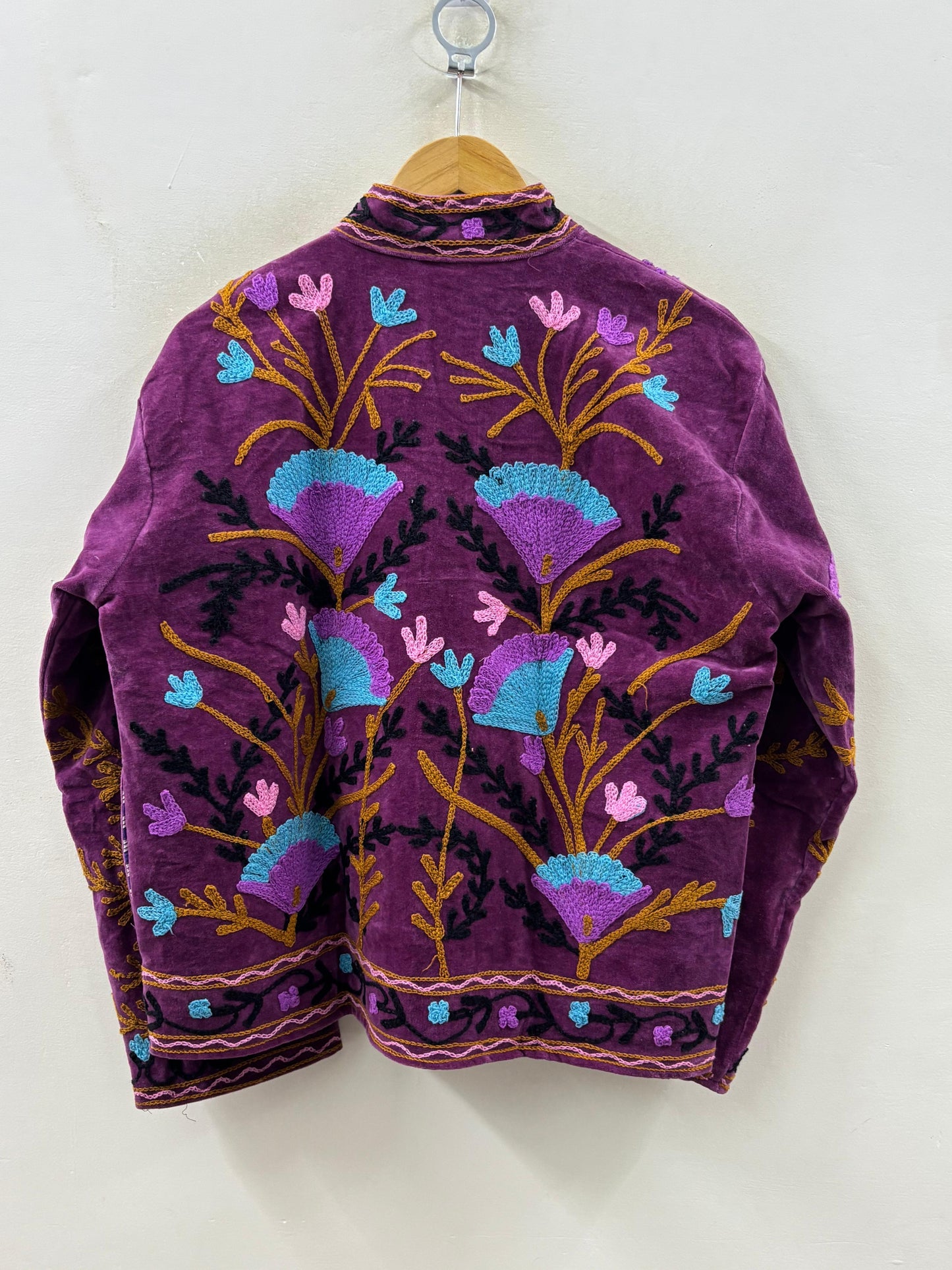 The Violet Garden — Suzani Hand-Embroidered Velvet Jacket — Aubergine & Turquoise - Default Title - Zoshak Jacket