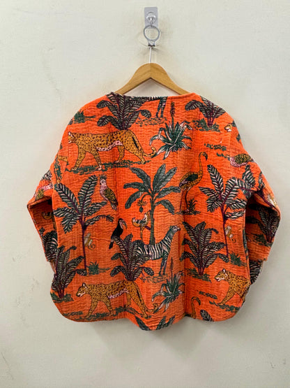 The Jungle Orange — Hand Block-Printed Quilted Cotton Jacket - Default Title - Zoshak