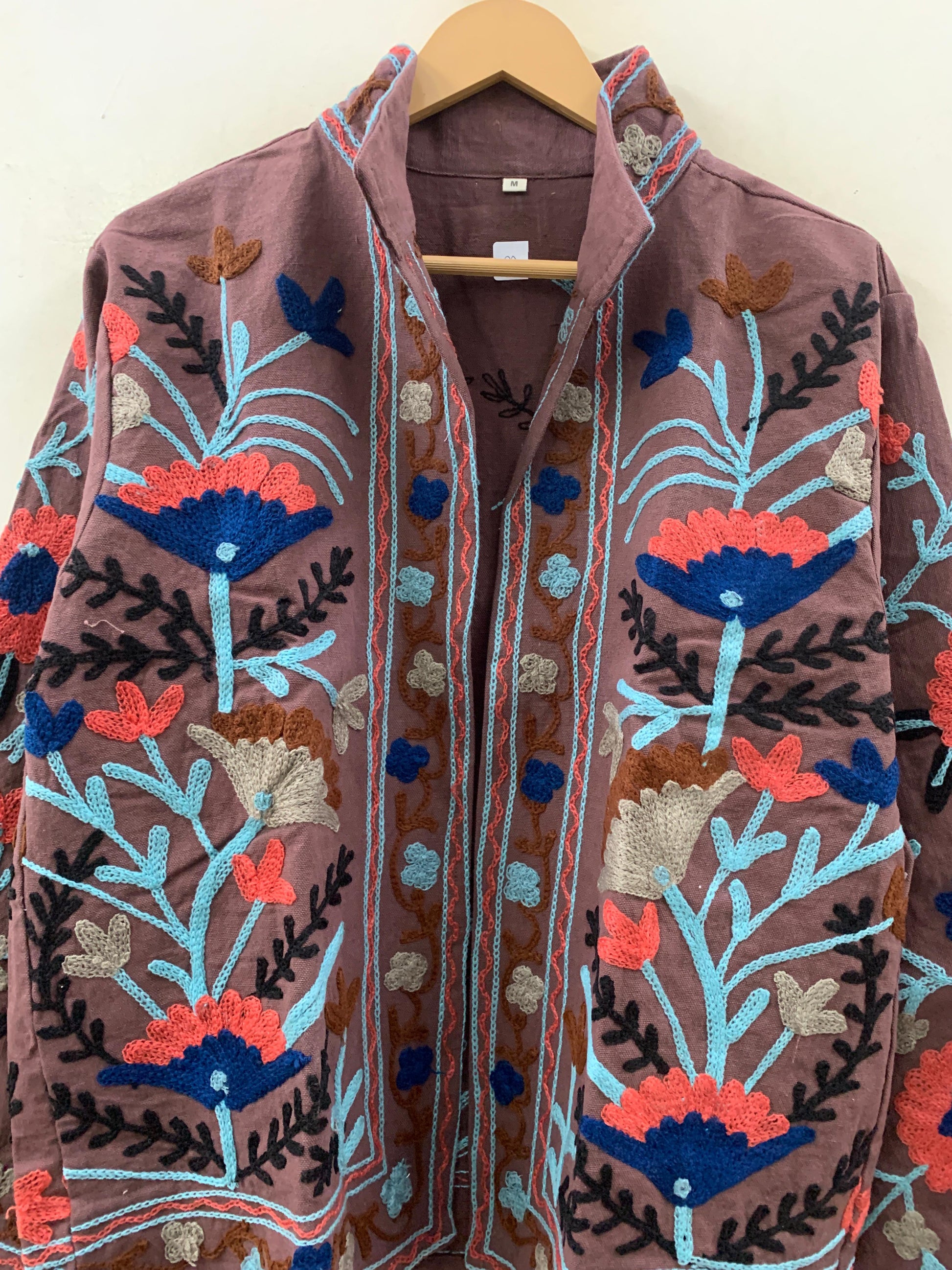 The Wildflower Dusk — Suzani-Inspired Hand-Embroidered Cotton Jacket — Mauve Brown - Default Title - Zoshak Jacket