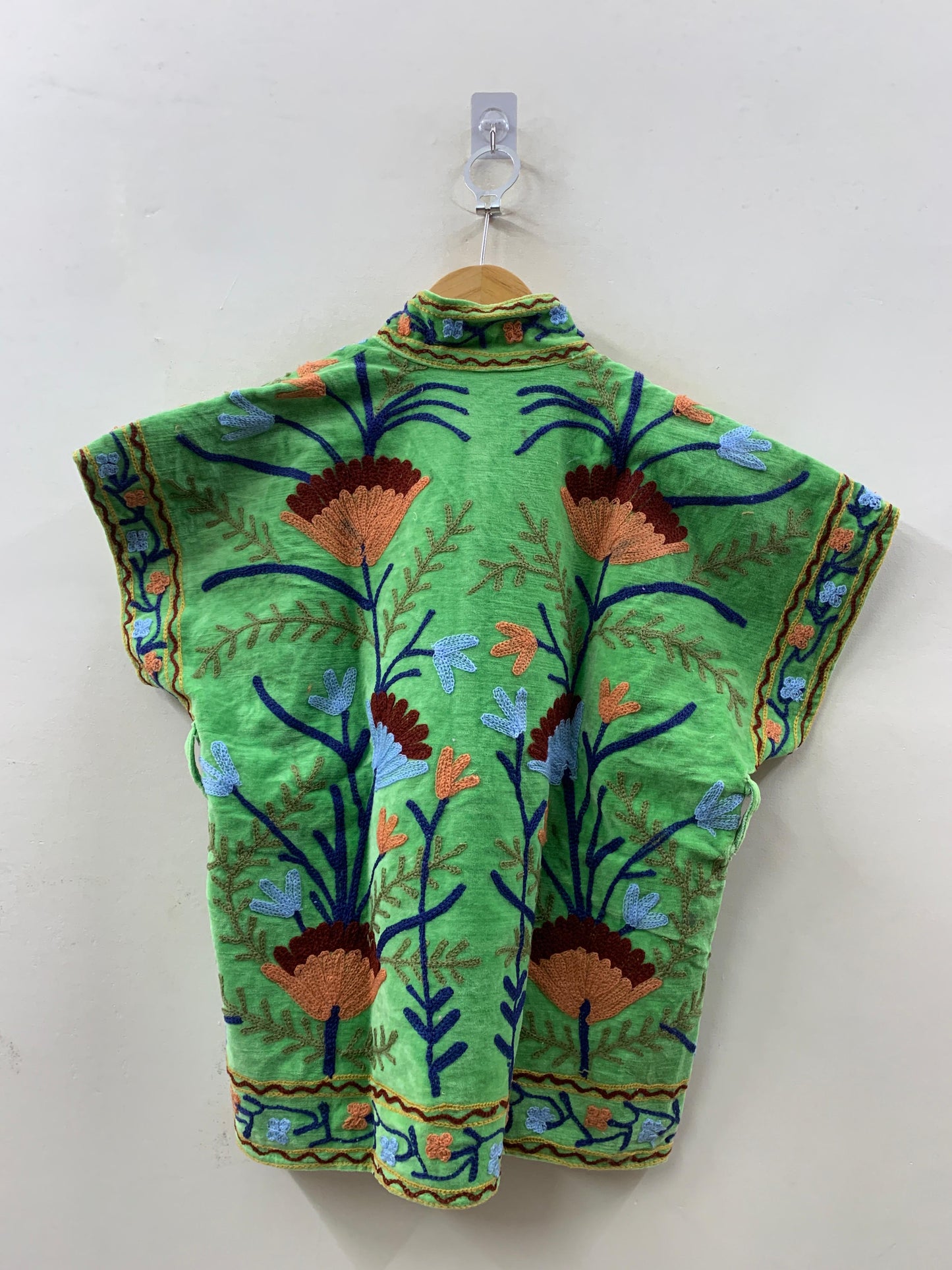 The Baagh Jacket — Suzani-Inspired Hand-Embroidered Velvet Vest — Lime Garden Green - Default Title - Zoshak Jacket