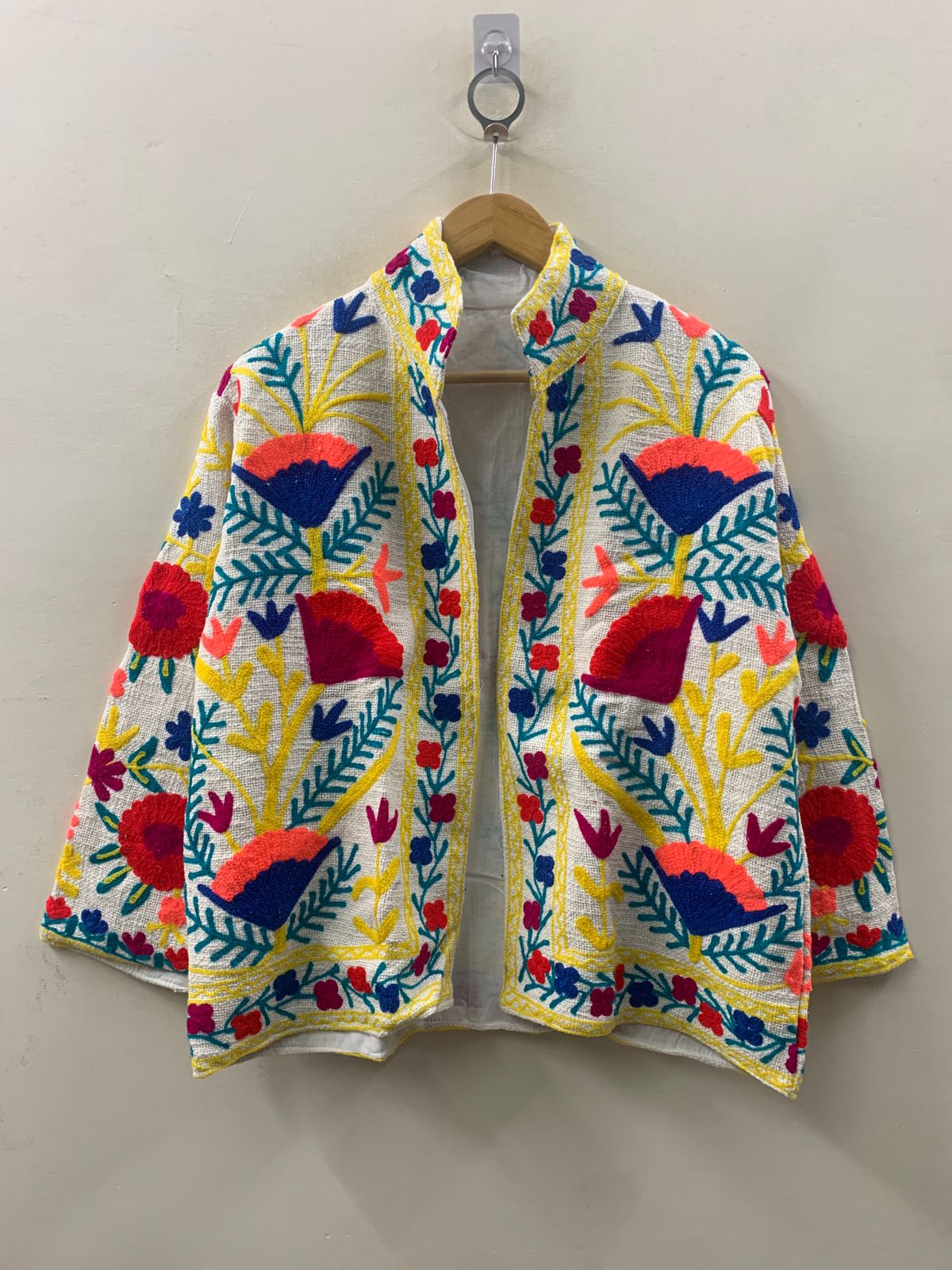The Poppy Garden — Suzani-Embroidered Cotton Jacket — Ivory & Wildflower Bloom - Default Title - Zoshak Jacket