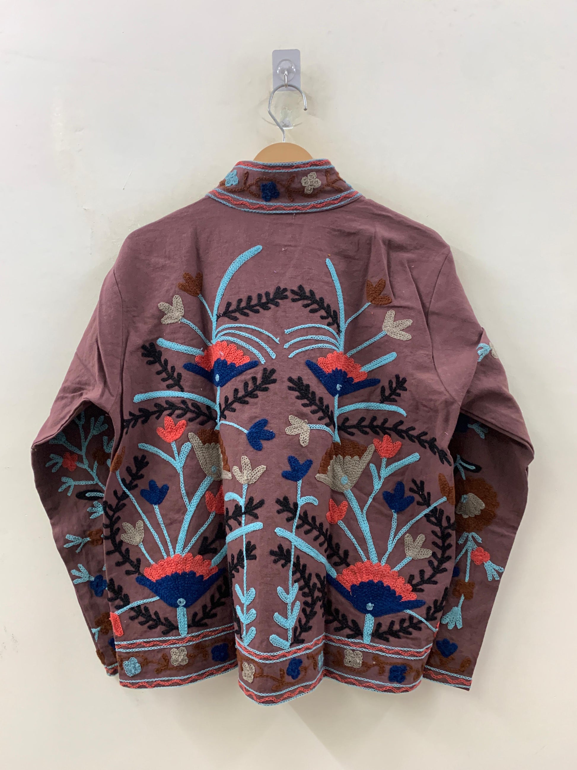 The Wildflower Dusk — Suzani-Inspired Hand-Embroidered Cotton Jacket — Mauve Brown - Default Title - Zoshak Jacket