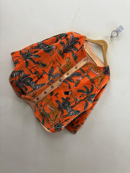 The Jungle Orange — Hand Block-Printed Quilted Cotton Jacket - Default Title - Zoshak