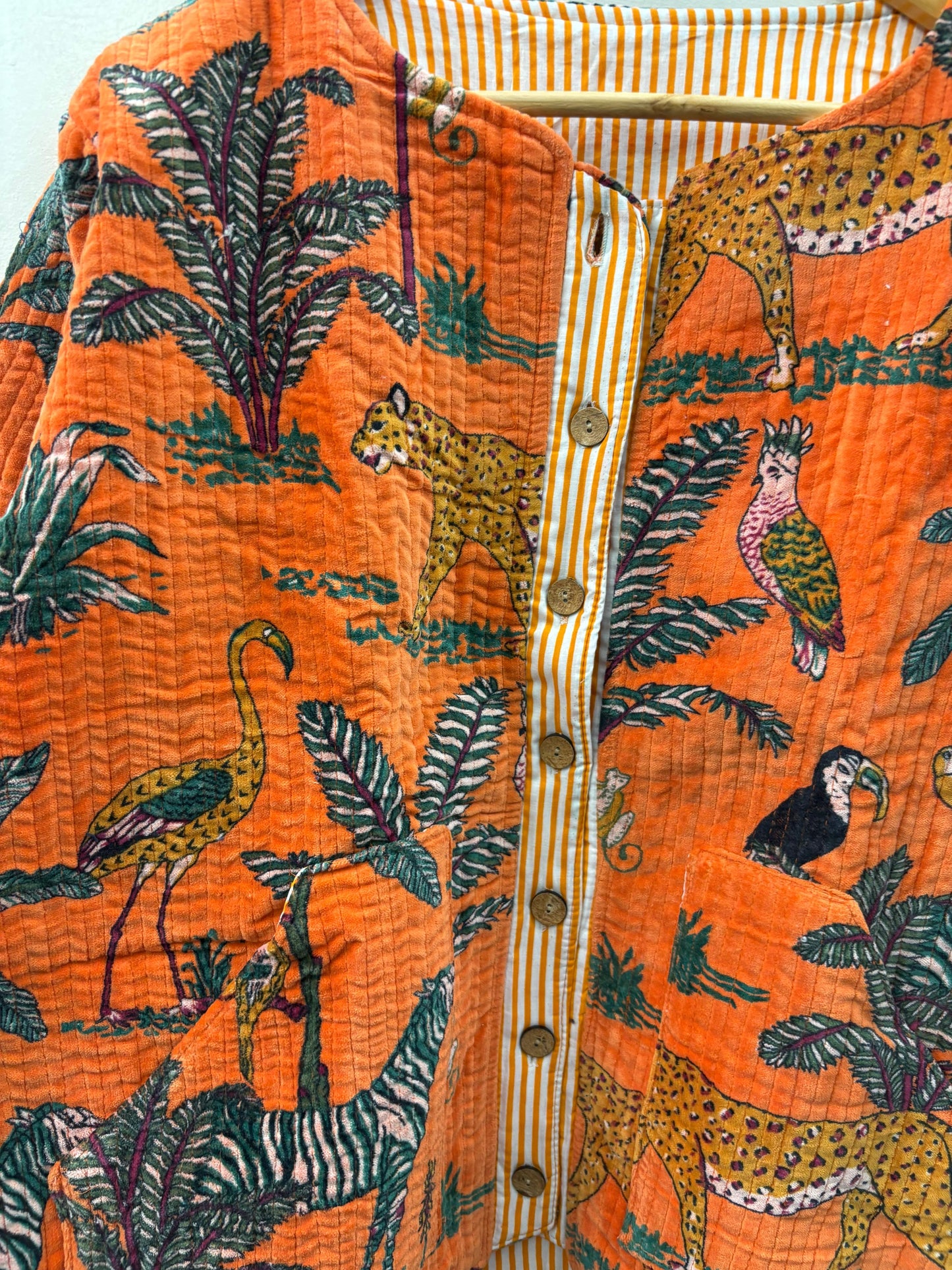 The Jungle Orange — Hand Block-Printed Quilted Cotton Jacket - Default Title - Zoshak