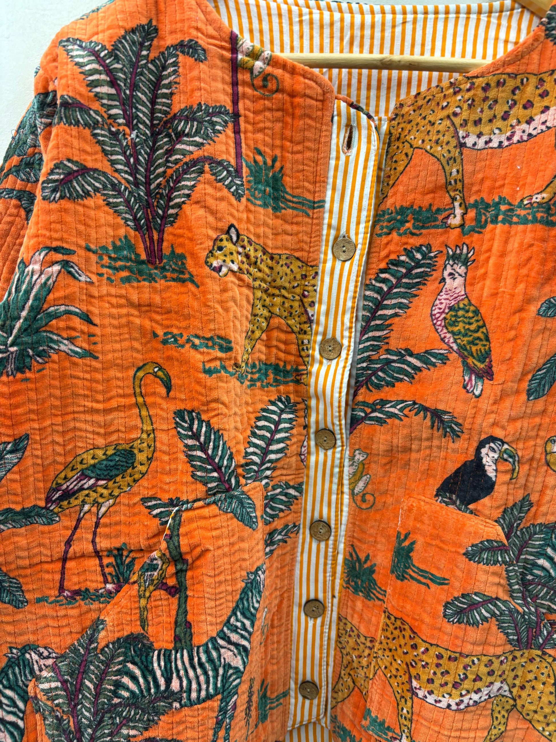 The Jungle Orange — Hand Block-Printed Quilted Cotton Jacket - Default Title - Zoshak