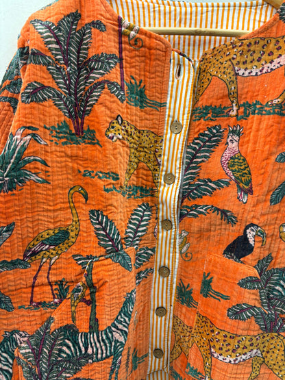 The Jungle Orange — Hand Block-Printed Quilted Cotton Jacket - Default Title - Zoshak