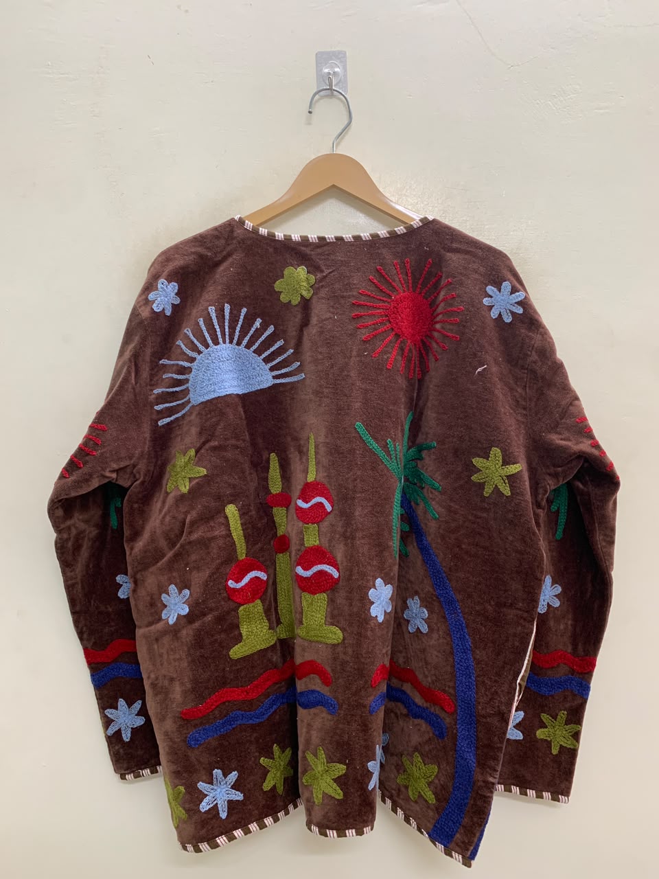 The Desert Sun Wrap — Suzani-Embroidered Velvet Jacket — Espresso Brown