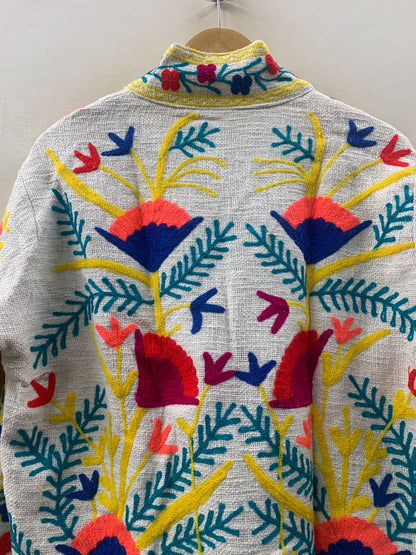 The Poppy Garden — Suzani-Embroidered Cotton Jacket — Ivory & Wildflower Bloom - Default Title - Zoshak Jacket