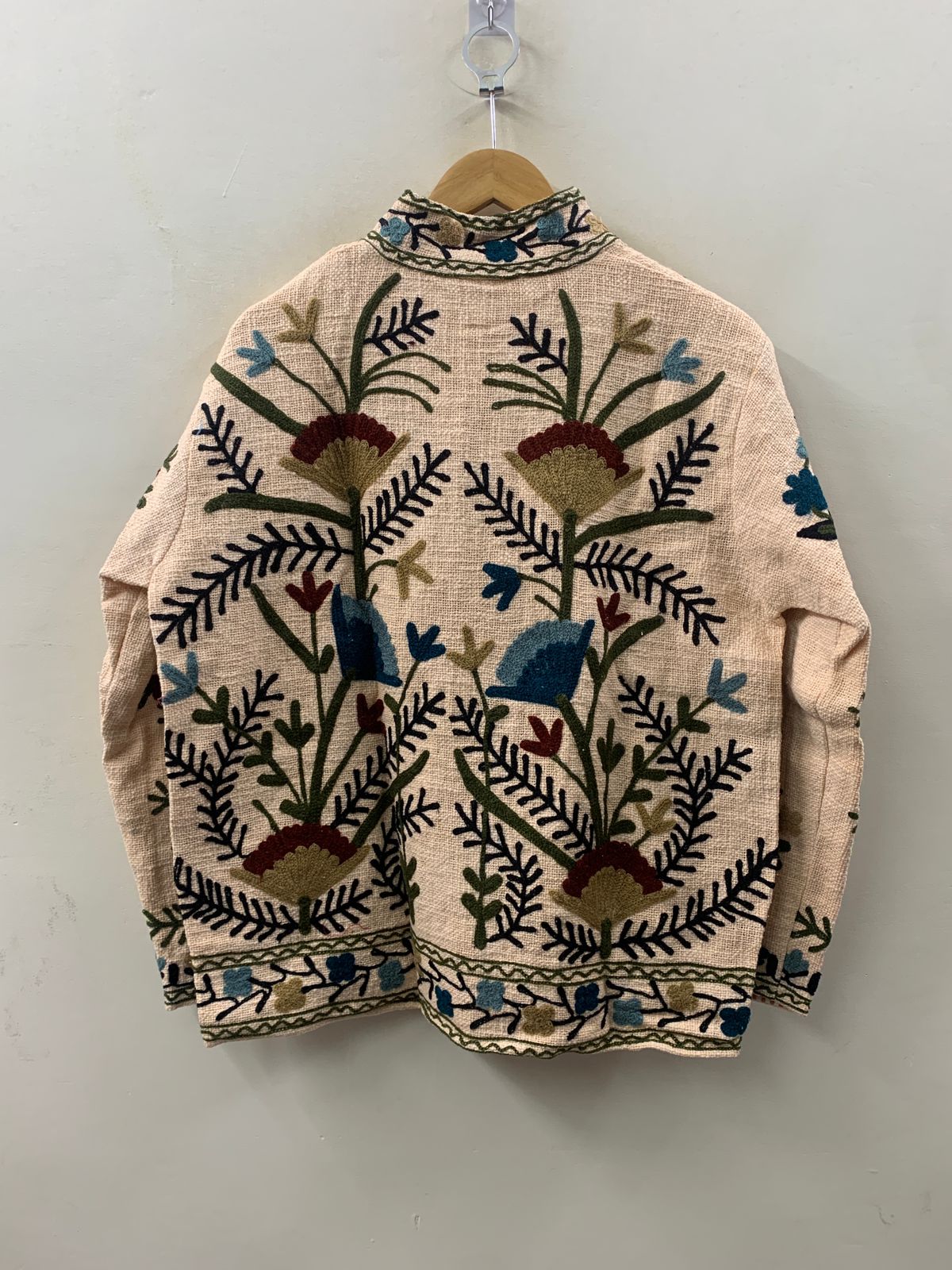 The Garden Manuscript — Crewel-Embroidered Cotton Jacket — Ivory & Wildflower Bloom - Default Title - Zoshak Jacket