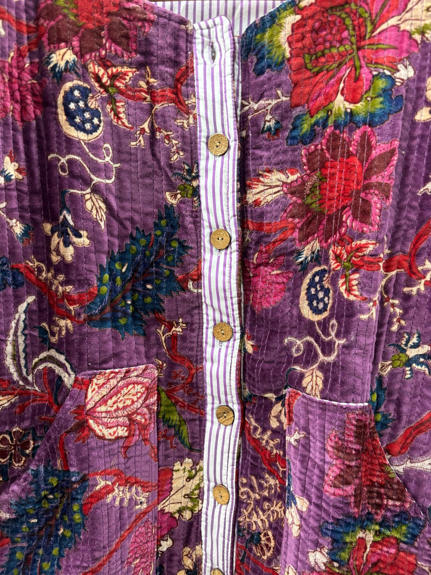 The Violet Garden — Hand Block-Printed Quilted Cotton Jacket - Default Title - Zoshak