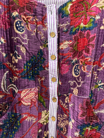 The Violet Garden — Hand Block-Printed Quilted Cotton Jacket - Default Title - Zoshak
