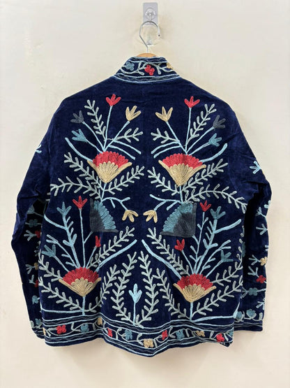 The Midnight Garden — Suzani Hand-Embroidered Velvet Jacket — Midnight Navy - Default Title - Zoshak Jacket