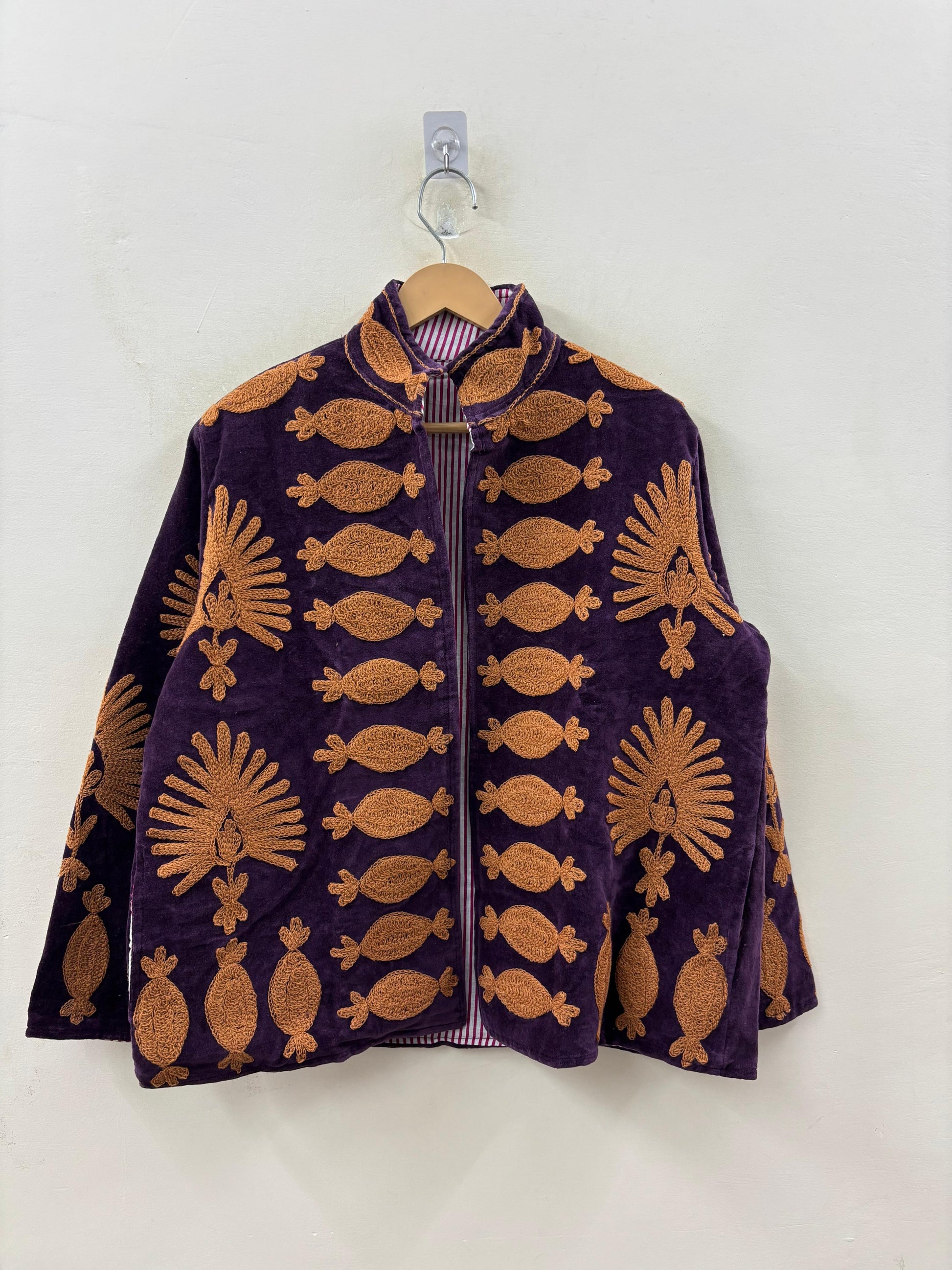 The Amethyst Darbar — Suzani Hand-Embroidered Velvet Jacket — Deep Violet & Saffron Gold - Default Title - Zoshak Jacket