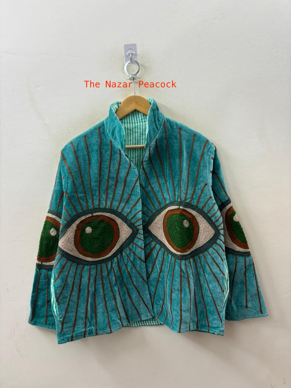 The Nazar — Evil Eye Embroidered Velvet Jackets - The Nazar Peacock - Zoshak