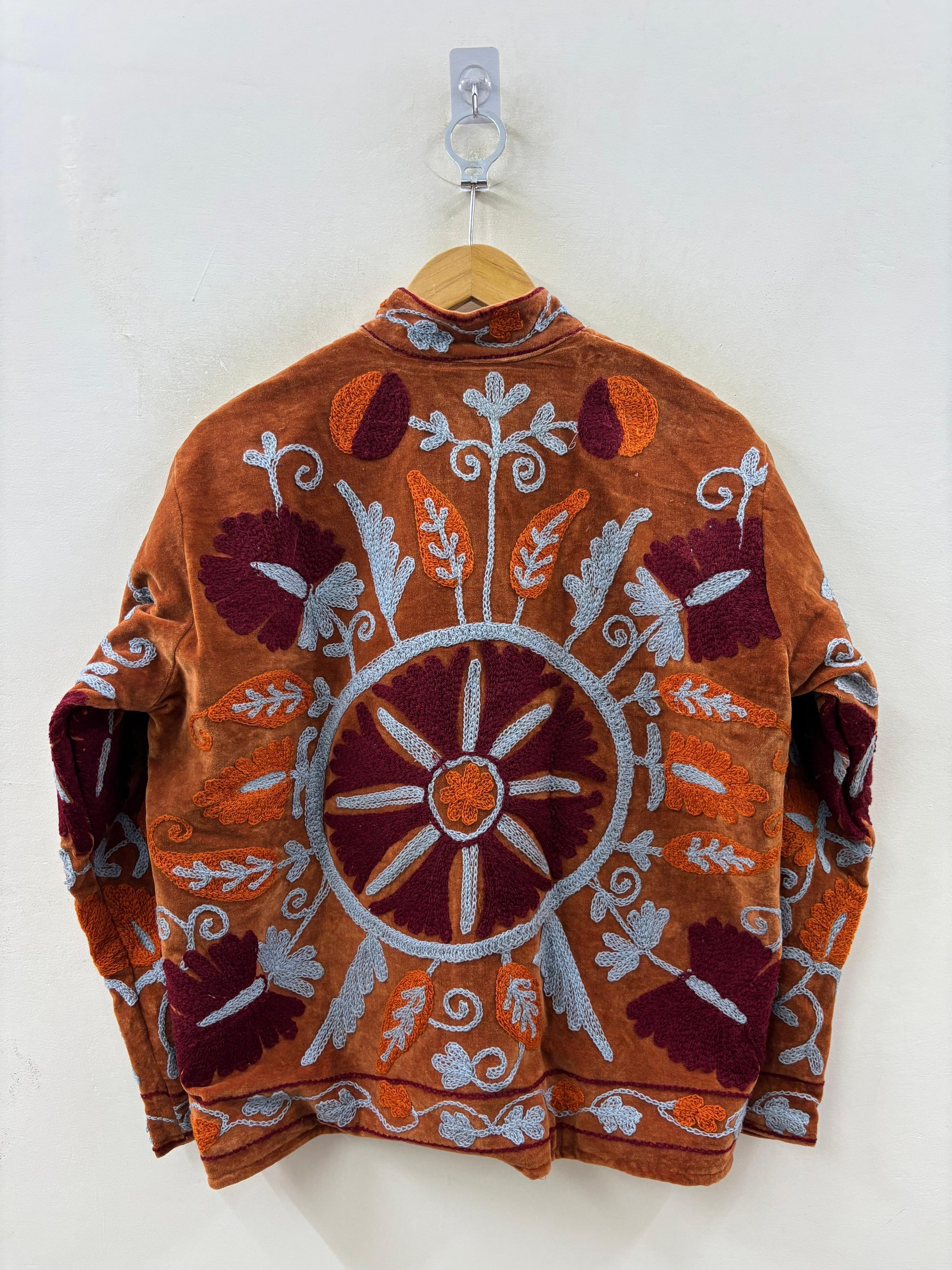 The Samarkand Bloom — Suzani Hand-Embroidered Velvet Jacket — Burnt Sienna - Default Title - Zoshak Jacket