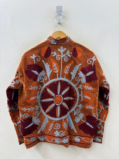 The Samarkand Bloom — Suzani Hand-Embroidered Velvet Jacket — Burnt Sienna - Default Title - Zoshak Jacket