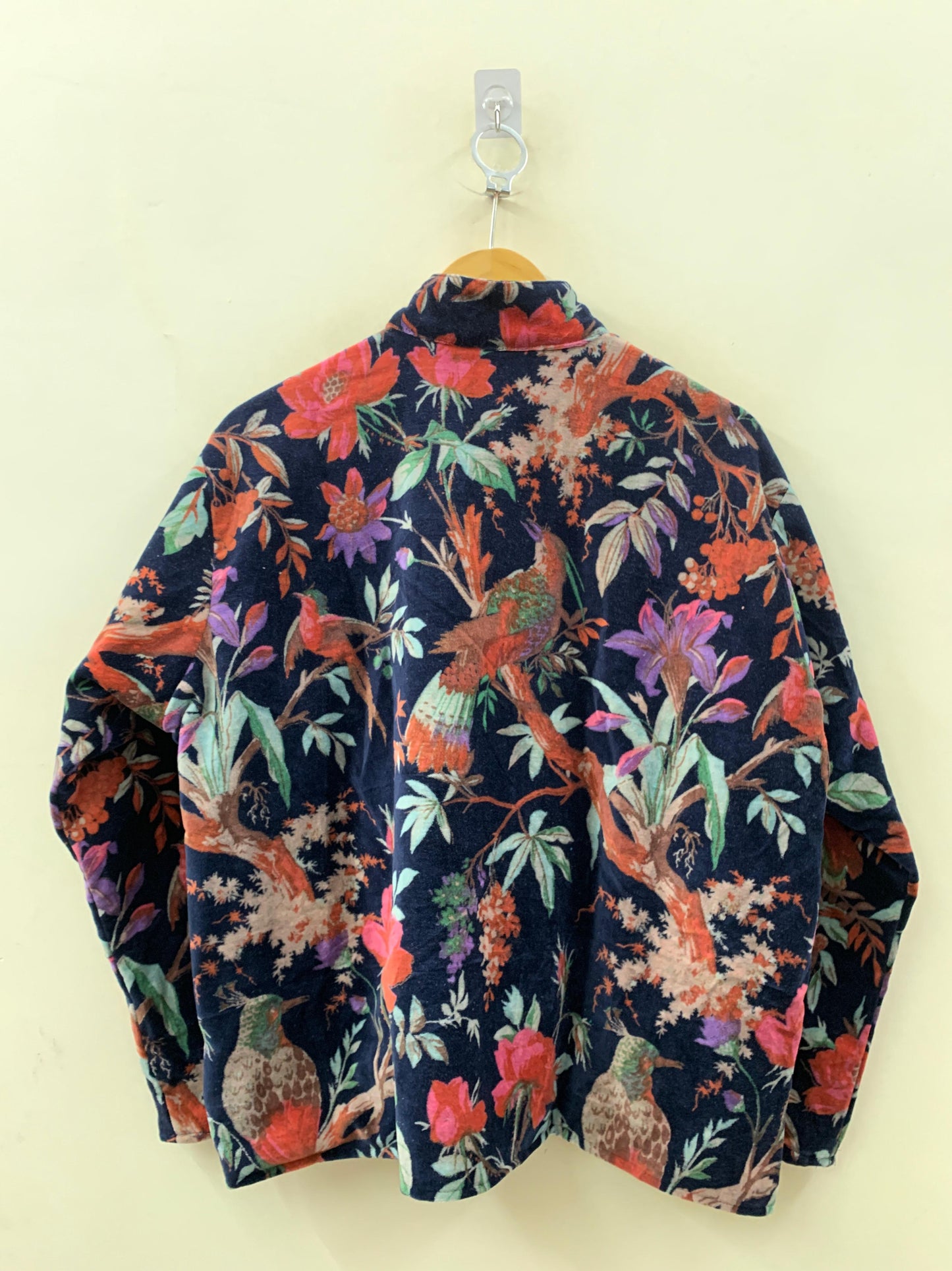 The Midnight Aviarium — Velvet Printed Jacket — Ink Navy with Tropical Chinoiserie - Default Title - Zoshak Jacket