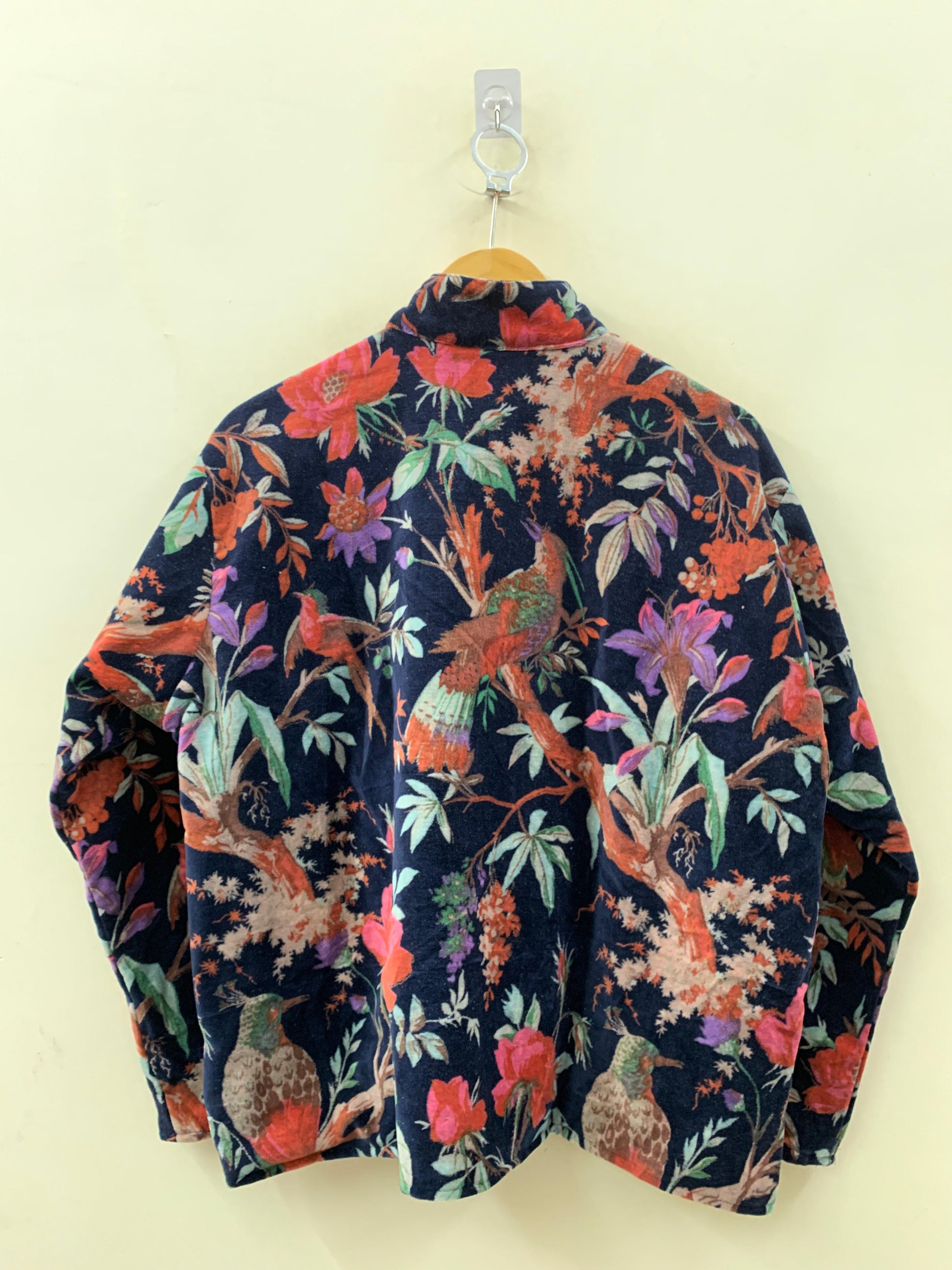 The Midnight Aviarium — Velvet Printed Jacket — Ink Navy with Tropical Chinoiserie - Default Title - Zoshak Jacket