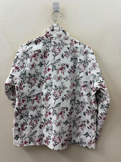 The Wildflower Garden — Hand-Embroidered Corduroy Jacket — Cream with Burgundy & Forest Green Florals - Default Title - Zoshak Jacket
