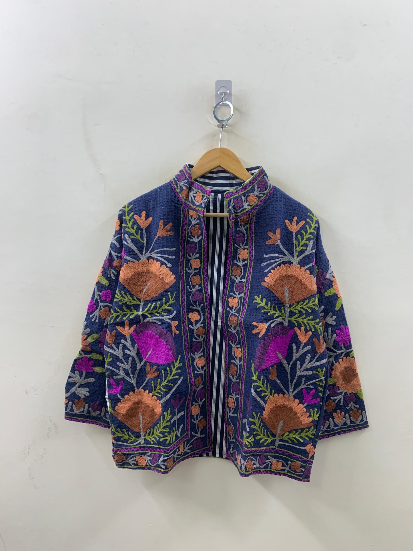 The Indigo Festival — Hand-Embroidered Waffle Cotton Jacket - Default Title - Zoshak