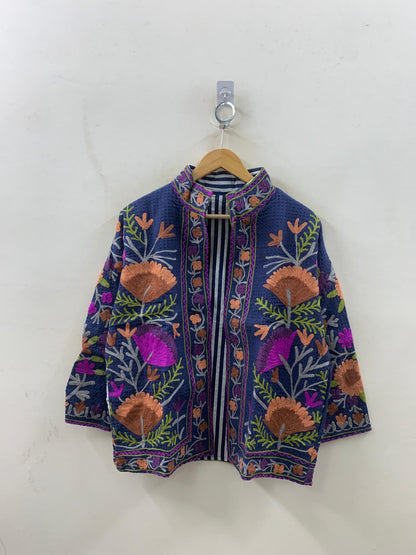 The Indigo Festival — Hand-Embroidered Waffle Cotton Jacket - Default Title - Zoshak