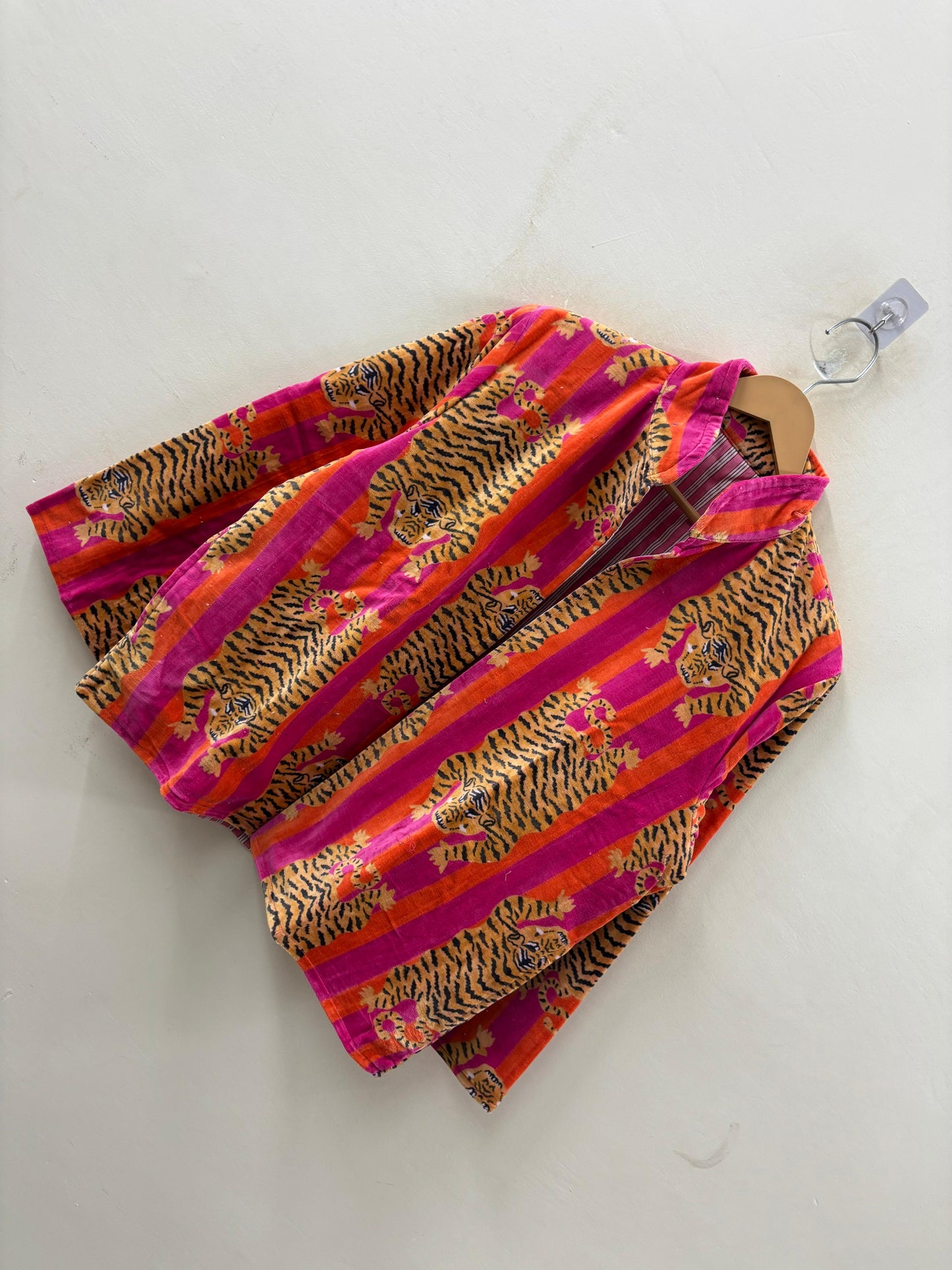 The Bengal Stripe — Block Printed Velvet Jacket — Fuchsia, Flame & Tiger Gold - Default Title - Zoshak Jacket