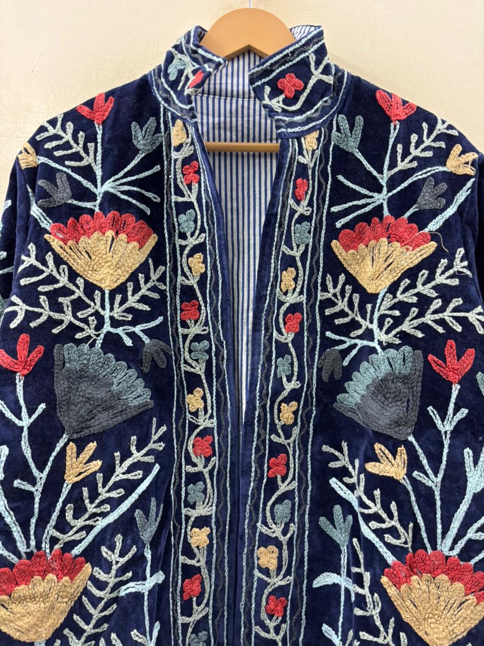 The Midnight Garden — Suzani Hand-Embroidered Velvet Jacket — Midnight Navy - Default Title - Zoshak Jacket