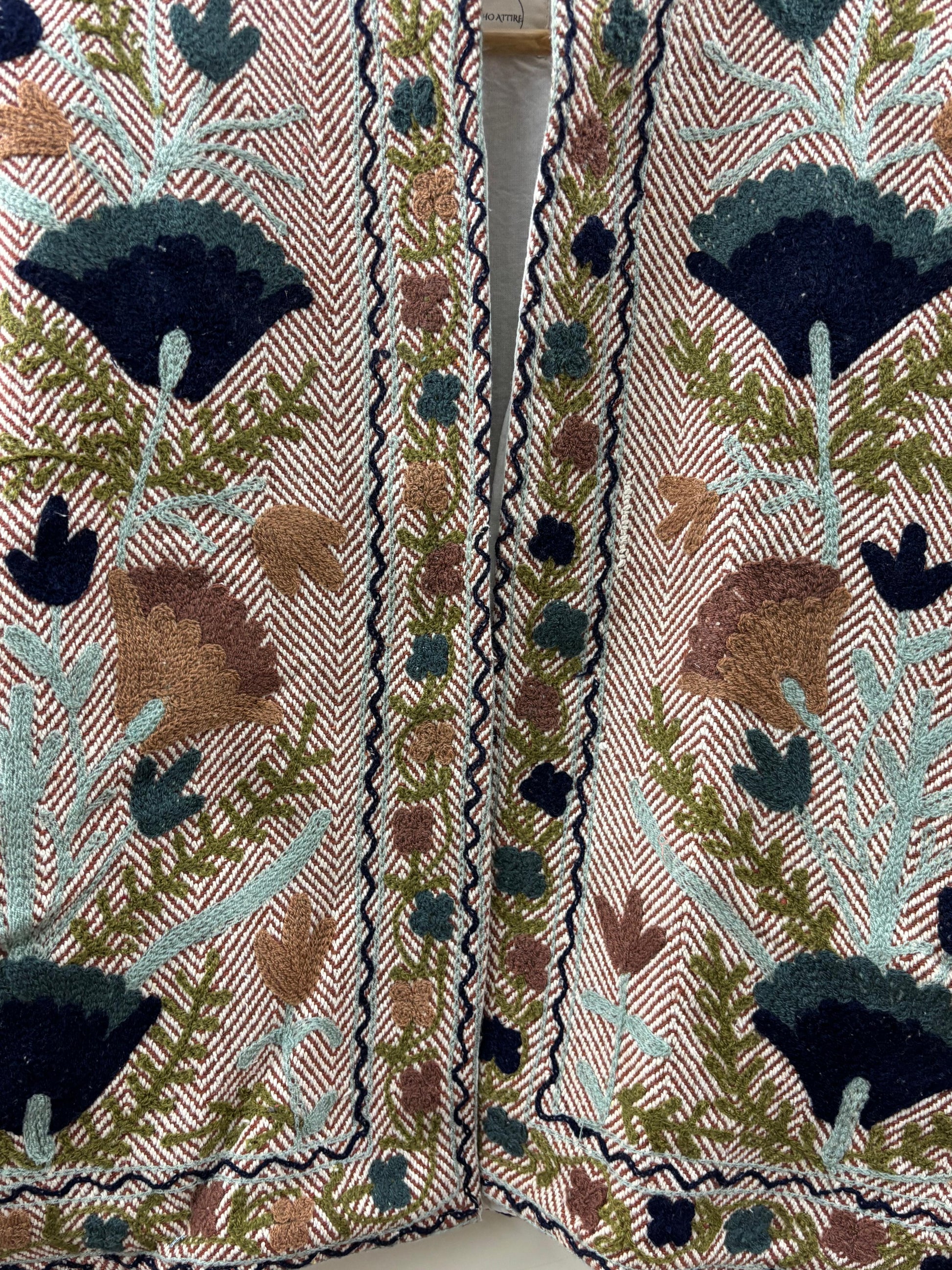 The Forest Floor — Sozni-Style Cotton Jacket — Blush Herringbone with Botanicals - Default Title - Zoshak Jacket