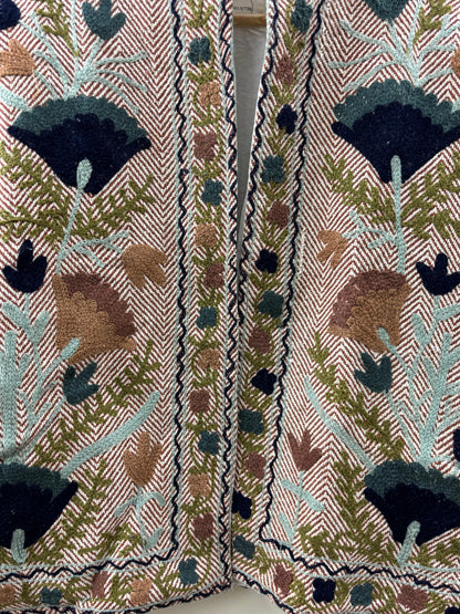 The Forest Floor — Sozni-Style Cotton Jacket — Blush Herringbone with Botanicals - Default Title - Zoshak Jacket