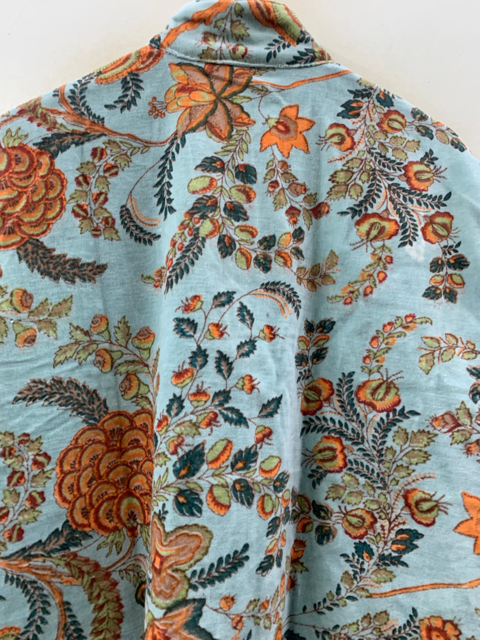 The Mughal Garden — Block-Printed Quilted Velvet Jacket — Dusty Aqua & Autumn Bloom - Default Title - Zoshak Jacket
