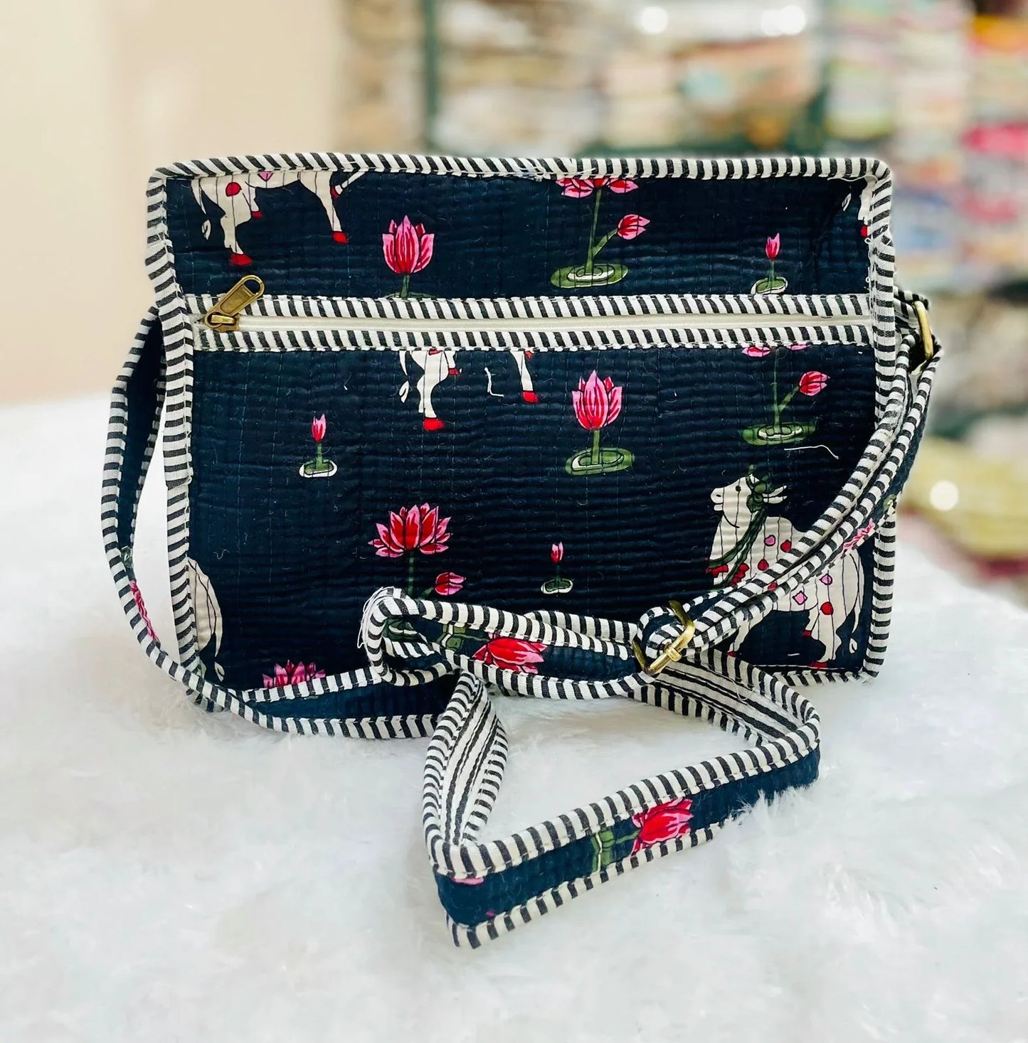 The Lotus Sling - Black Pichwai Cow - Zoshak