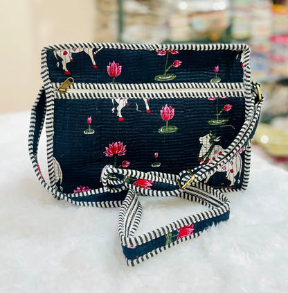 The Lotus Sling - Black Pichwai Cow - Zoshak