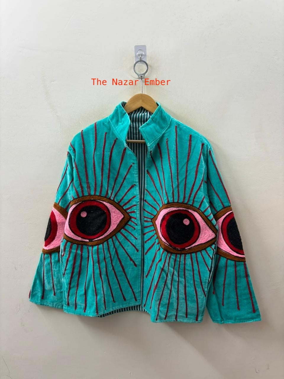 The Nazar — Evil Eye Embroidered Velvet Jackets - The Nazar Ember - Zoshak