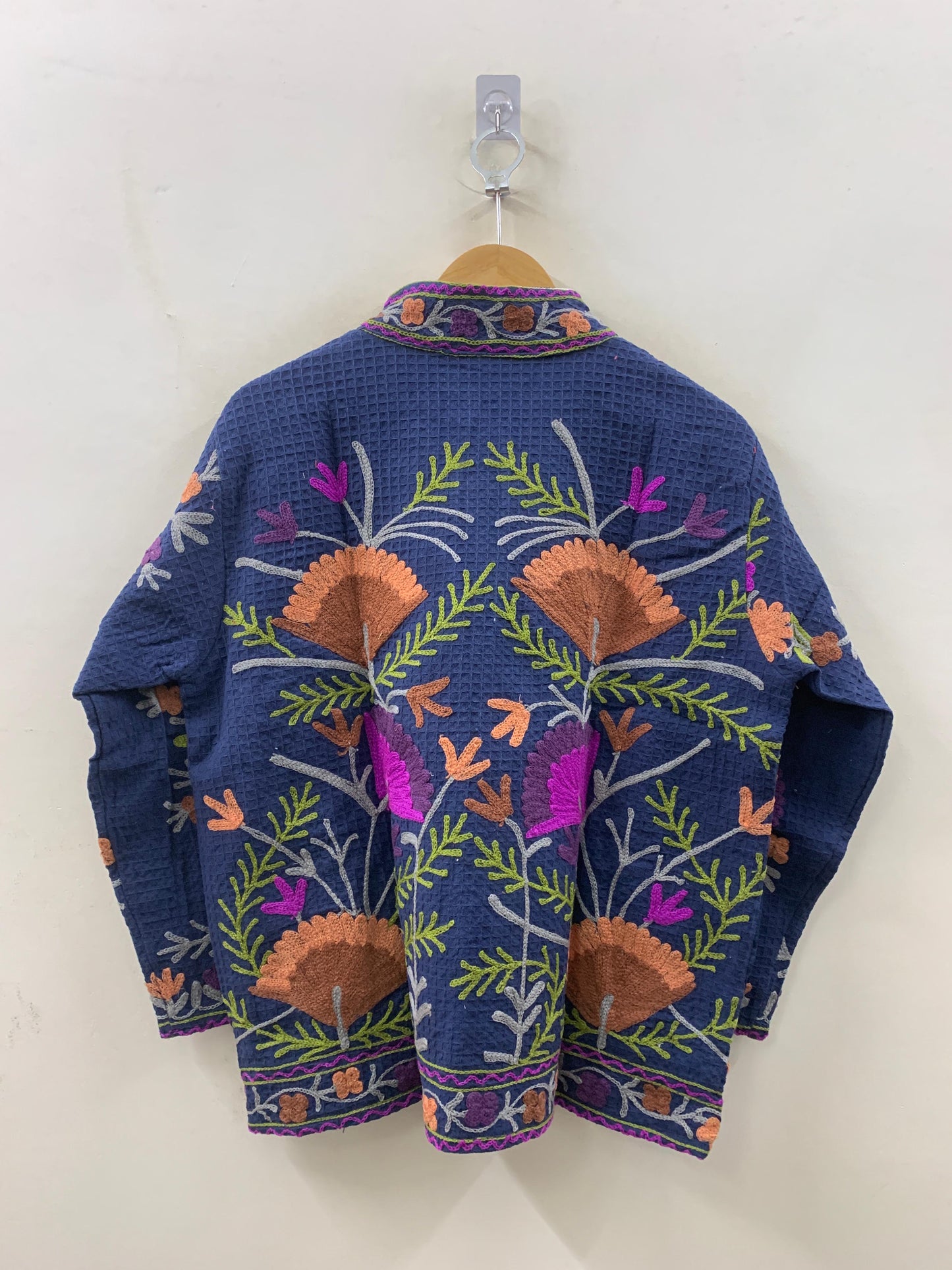 The Indigo Festival — Hand-Embroidered Waffle Cotton Jacket - Default Title - Zoshak