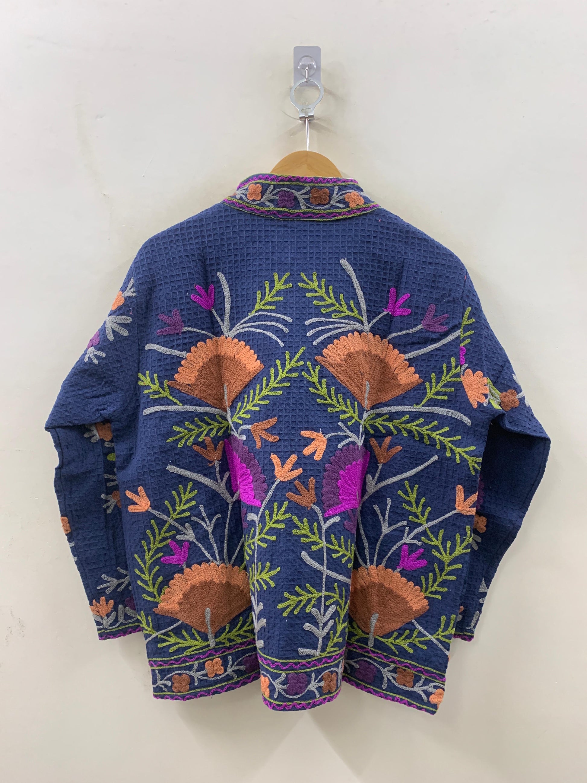 The Indigo Festival — Hand-Embroidered Waffle Cotton Jacket - Default Title - Zoshak