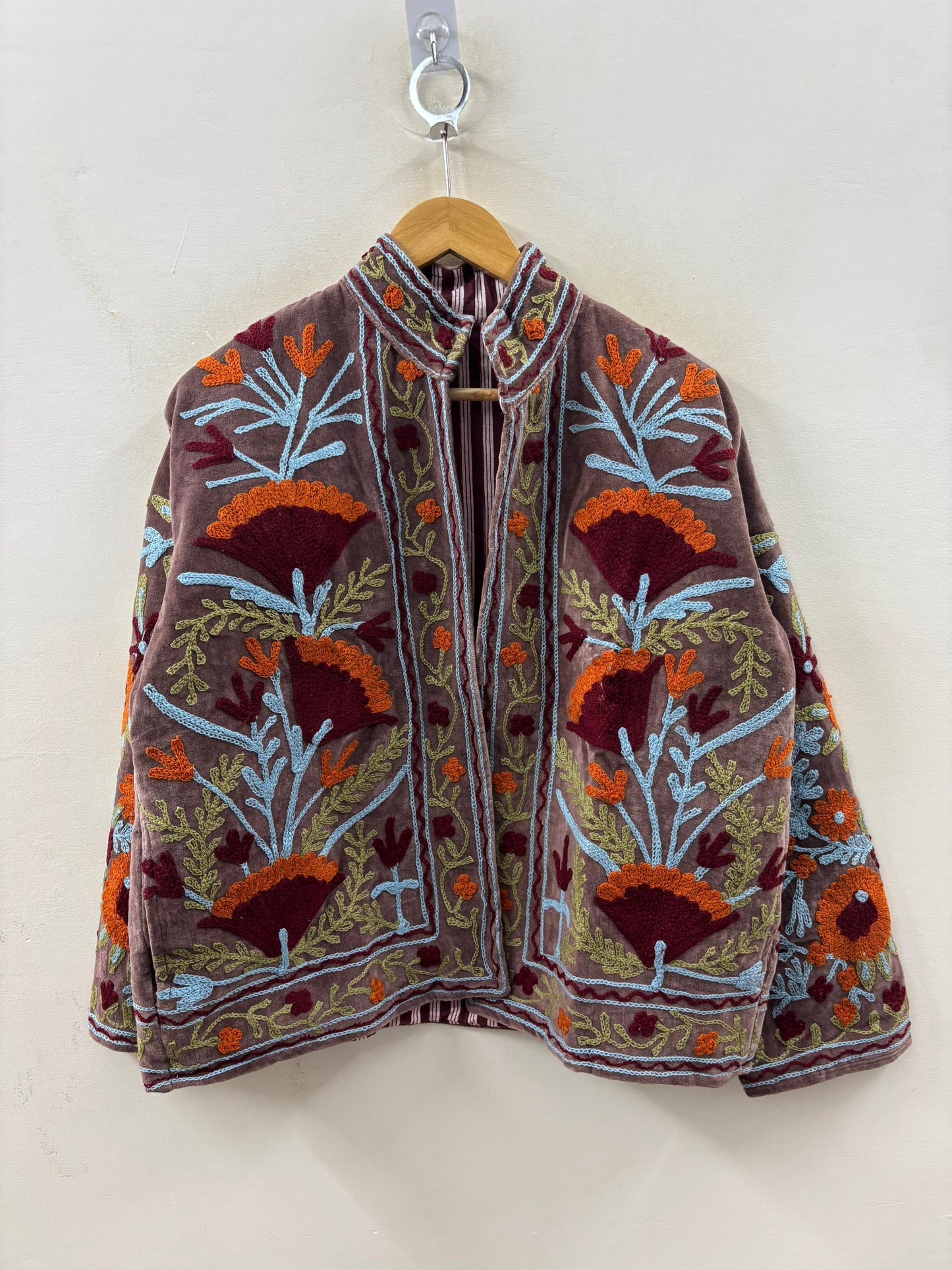 The Samarkand Bloom — Suzani Hand-Embroidered Velvet Jacket — Dusty Mauve - Default Title - Zoshak Jacket