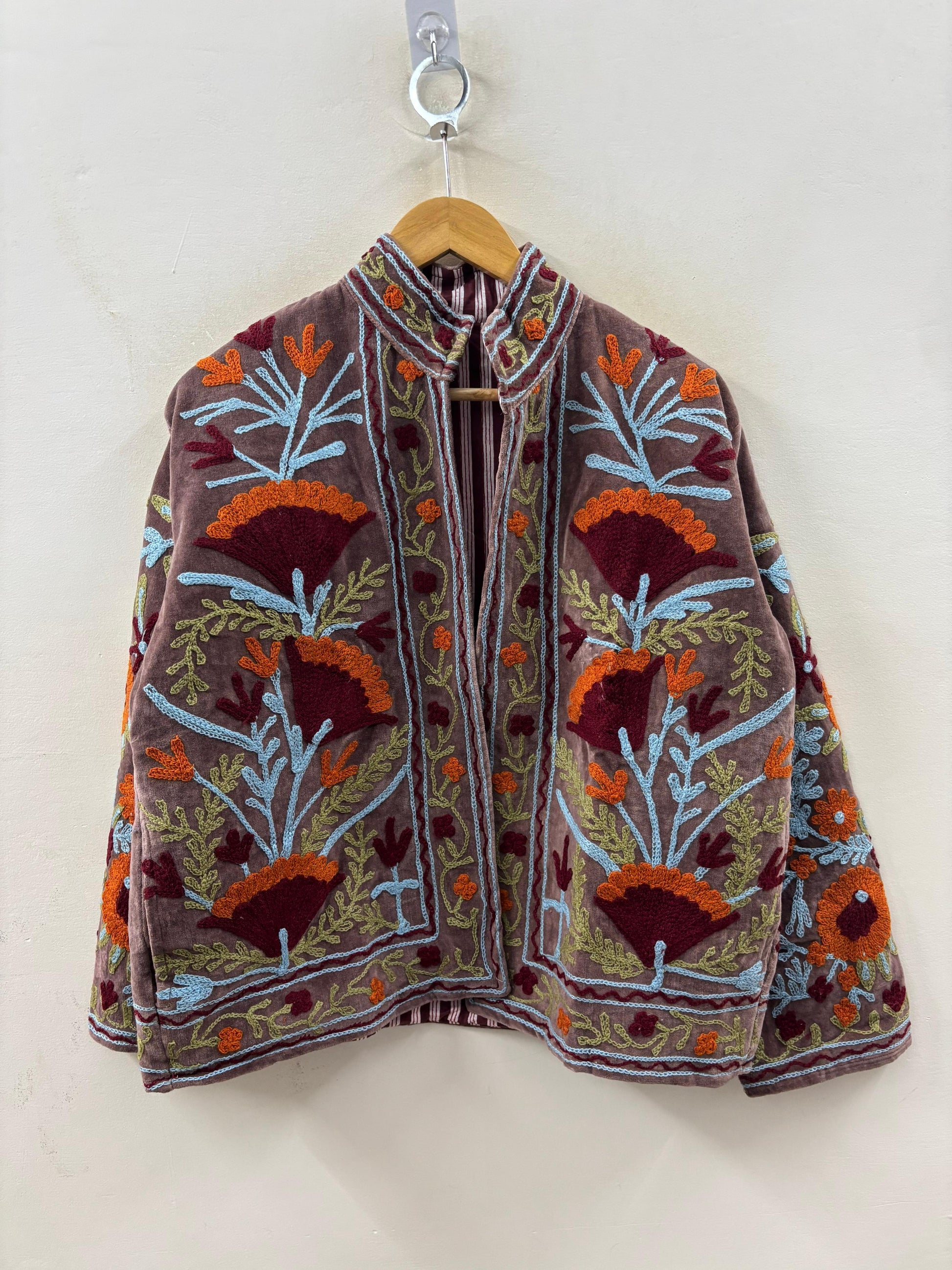The Samarkand Bloom — Suzani Hand-Embroidered Velvet Jacket — Dusty Mauve - Default Title - Zoshak Jacket