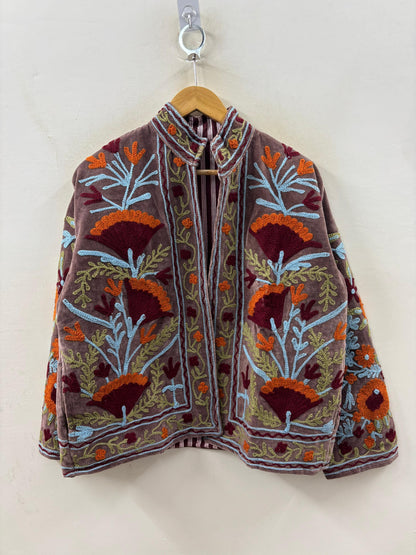 The Samarkand Bloom — Suzani Hand-Embroidered Velvet Jacket — Dusty Mauve - Default Title - Zoshak Jacket
